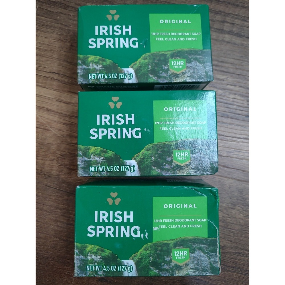 Irish Spring Original Clean 12HR Fresh Deodorant Soap 4.5 OZ (127g) Lot Of 3